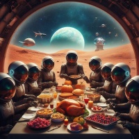 AI Humor: Martian Thanksgiving -- Bing