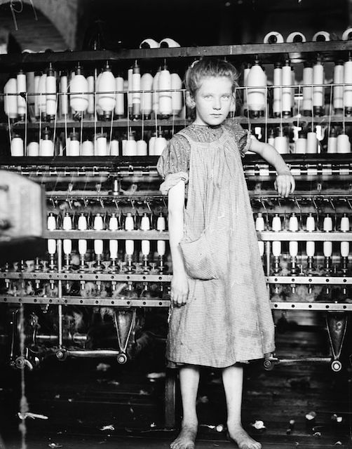 "Addie Card, 12 years. Spinner in North Pormal ([i.e., Pownal) Cotton Mill. Vt." by Lewis Hine, 1912 - 1(E. F. Brown - Library of Congress, Prints & Photographs Division, National Child Labor Committee Collection, Reproduction Number: LC-DIG-nclc-01830913) 
