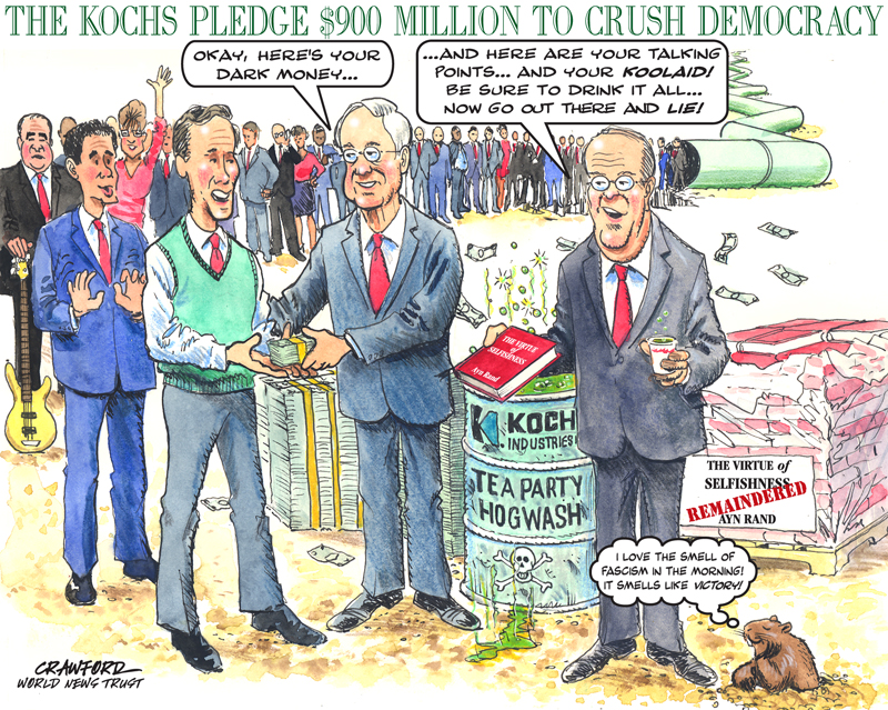 "Things Really Don't Go Better With Koch." Editorial cartoon by Gregory Crawford. © World News Trust 2015