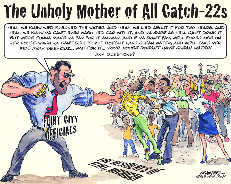 "Mother Of All Catch 22s." Editorial cartoon by Gregory Crawford. © 2016 World News Trust.