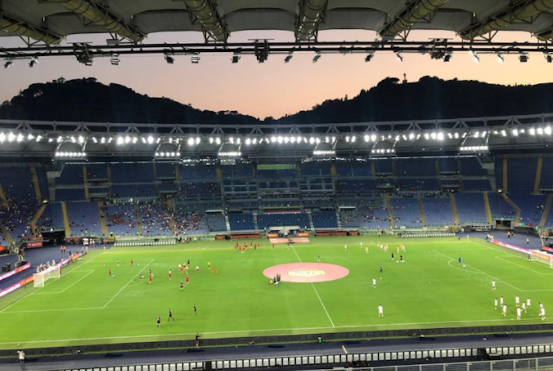 Friendly match between Roma and Raja Casablanca at Stadio Olimpico in Rome, on August 14, 2021. (Photo: Ramzy Baroud, The Palestine Chronicle)