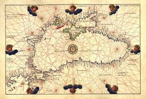 A portolan chart of the Black Sea. You can still sail by them, and get to your port.
